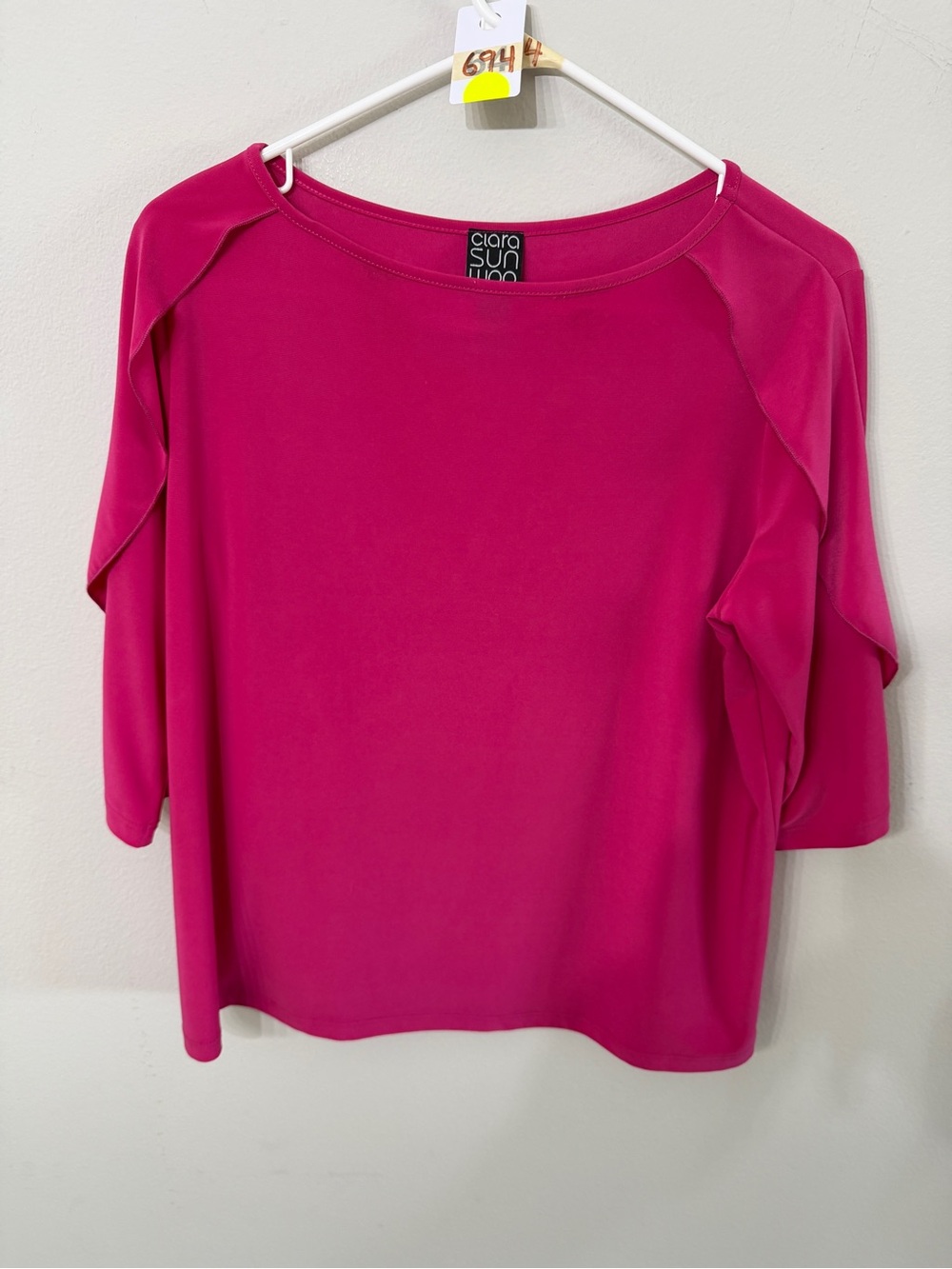 Women’s Clara Sun Woo PM Pink 3/4 Sleeve Tunic Top Made in USA